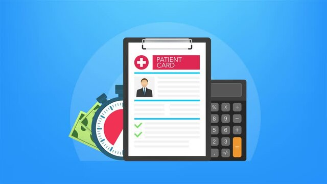 Clipboard in doctors hand. Make notes in patient card. medical report. analysis or prescription concept. Motion graphics