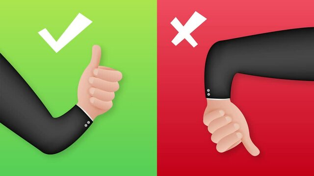 Yes and No thumb up. Feedback concept. Positive feedback concept. Choice button icon. Motion graphics