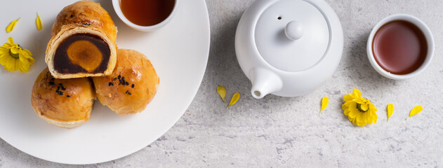 Moon cake yolk pastry for Mid-Autumn Festival holiday.