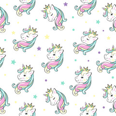 Beautiful unicorn head seamless pattern