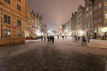 Gdansk at night with people