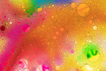 Аbstract image of oil and water bubbles of various colors. Colorful artistic image of oil drop on water for modern and creation design background.
