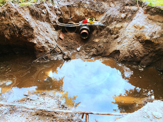 A big sewer accident in the street of the city