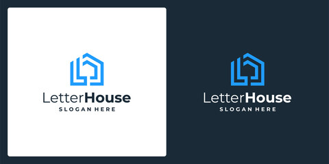 inspiration for the shape of a house with the initial letter L. vector premium