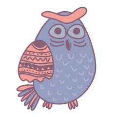 Cute cartoon owl in nursery scandi design