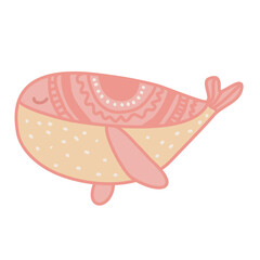 Cute cartoon whale in nursery scandi design