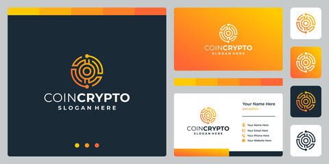 Fototapeta na wymiar Crypto coin logo template with initial letter o. Vector Digital Money icon, Block chain, financial symbol.
