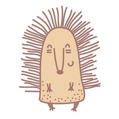 Cute cartoon hedgehog in nursery scandinavian design