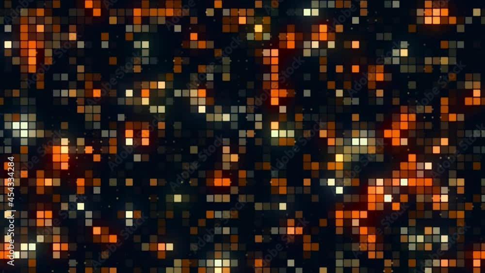 Poster abstract flickering wall lights moving chaotically, seamless loop. motion. flat background of rows o