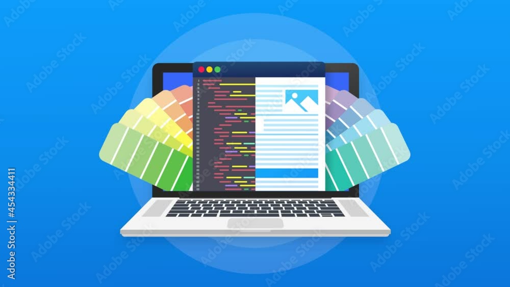 Poster web design illustration. concept of creating websites, designed banners for ui, ux design and web de