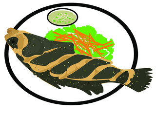 Fried fish with dipping sauce