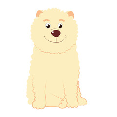 A cute charming sandy color sits. Pet illustration in cartoon childish style.