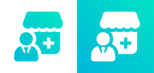 Obraz premium Pharmacy shop with pharmacist icon.