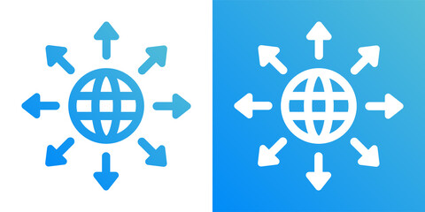 Word expansion icon. Global with arrow around symbol vector illustration