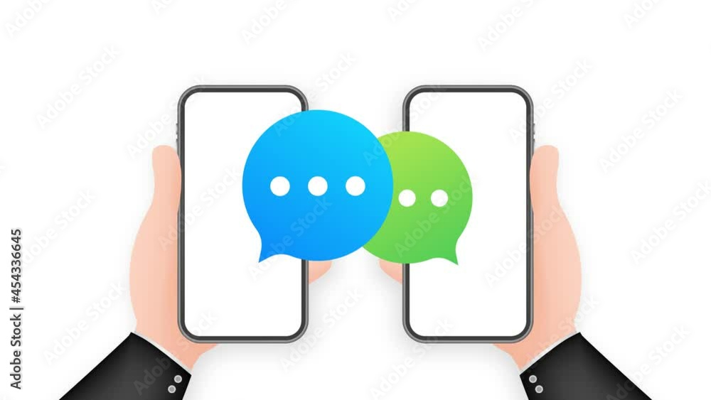 Aufkleber chat message bubbles on smartphone screen. social network. messaging. motion graphics