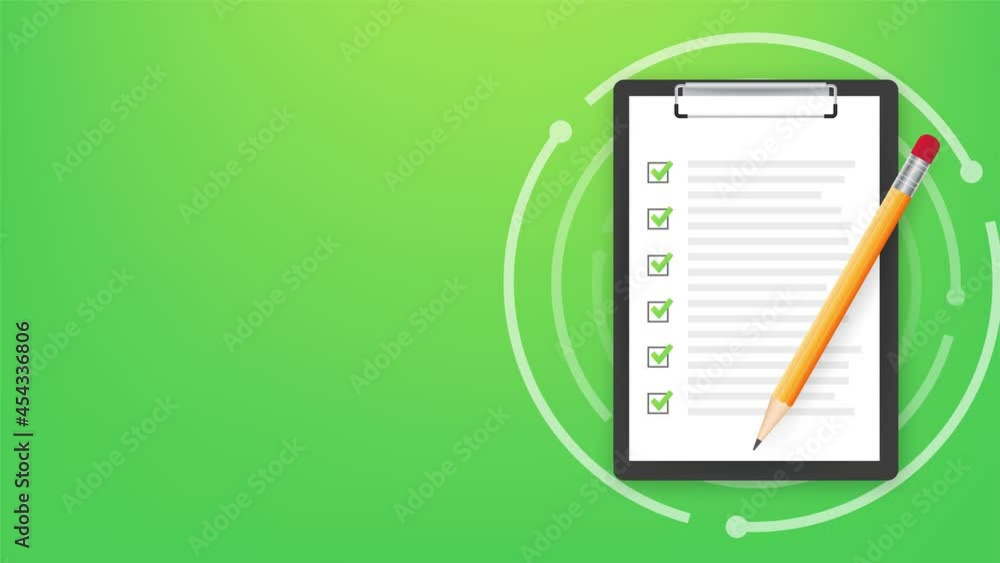 Poster clipboard with checklist icon. clipboard with checklist icon for web. motion graphics