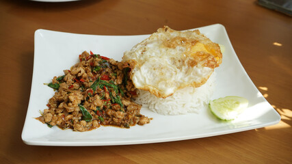 Fried Rice with Basil and Fried Egg