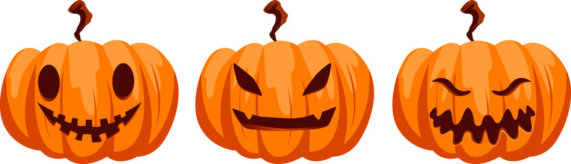 Vector illustration. Halloween, pumpkin, holiday of the dead. October 31. vegetable, orange pumpkin face. autumn. a face. horror. decoration.