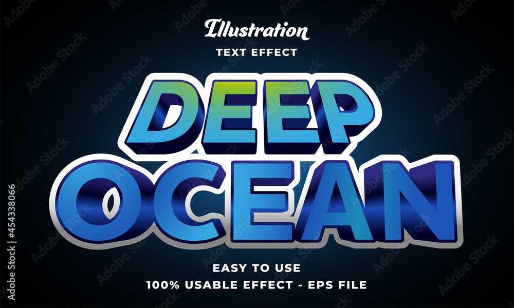 Poster editable deep ocean text effect vector modern style