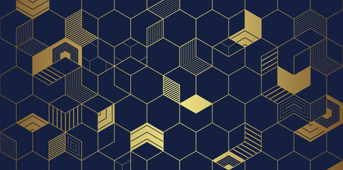 Abstract golden cubes background.