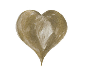 gold, golden heart, hand draw for design or decoration