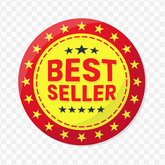 Best Seller banner design, red and yellow color, Vector Illustration with transparent background.