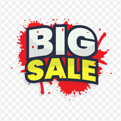 Big Sale banner design, red, navy and yellow color, Vector Illustration with transparent background.