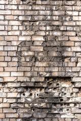 old ruined silicate brick wall