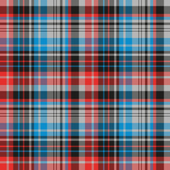 Seamless pattern in blue, red, gray and black colors for plaid, fabric, textile, clothes, tablecloth and other things. Vector image.