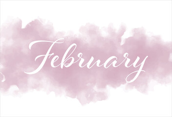 February text with beautiful pink watercolor