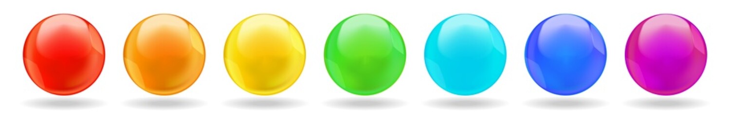 Collection of rainbow colored round bubbles with shadow