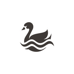 Swan Goose and Water Lake Pond illustration Logo
