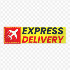 Express Delivery banner design, red and yellow color, Vector Illustration with transparent background.