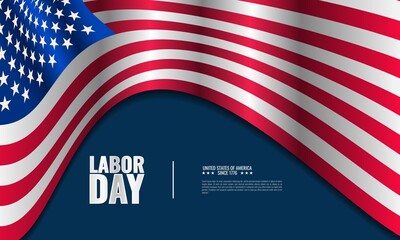 Labor day background design with US flag. It is suitable for banner, poster, website, advertising, etc. Vector illustration