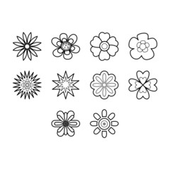 Collection of cartoon flower icon vector