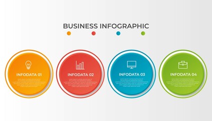 Business process infographic template. Thin line design with numbers 4 options or steps. Vector illustration graphic design