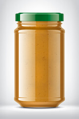 Glass Jar with Zucchini on Background. 