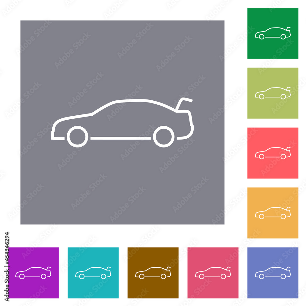 Aufkleber car trunk open dashboard indicator square flat icons