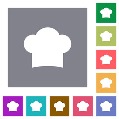 Chef hat solid square flat icons