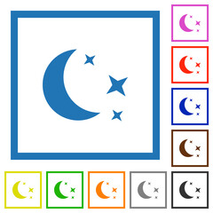 Moonlit night flat framed icons