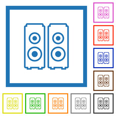 Speakers outline flat framed icons