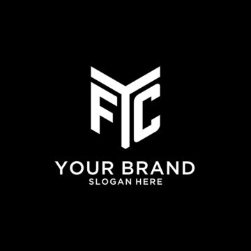 FC mirror initial logo, creative bold monogram initial design style