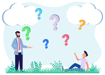 Illustration vector graphic cartoon character of answering questions