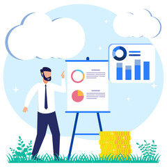 Illustration vector graphic cartoon character of business profit