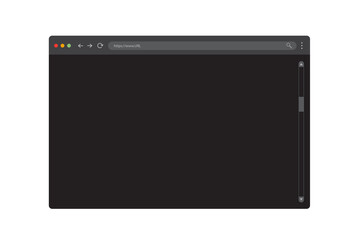 Modern dark browser mockup for website. Webpage user interface. Internet browser template. Website page of computer. Vector illustration.