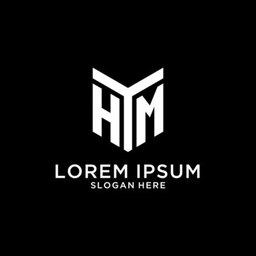 HM mirror initial logo, creative bold monogram initial design style