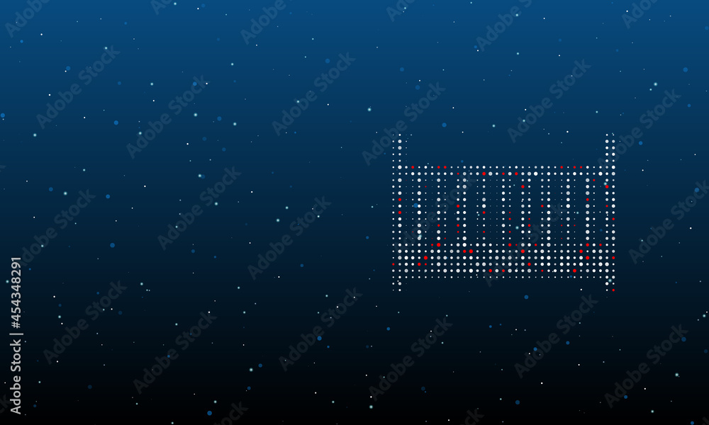 Poster on the right is the baby cot symbol filled with white dots. background pattern from dots and circles