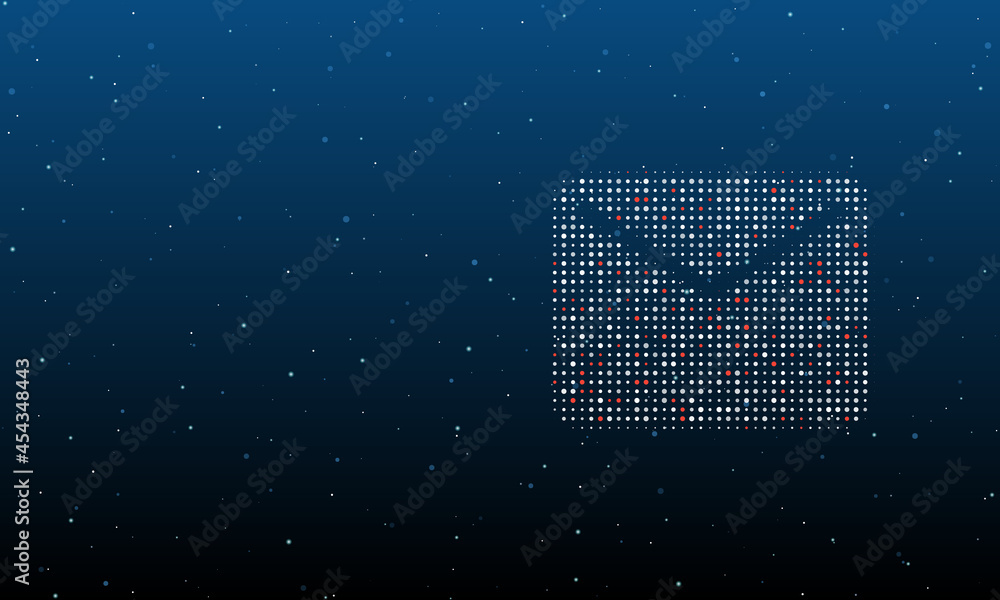 Poster on the right is the email symbol filled with white dots. background pattern from dots and circles of