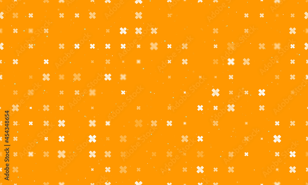 Poster seamless background pattern of evenly spaced white adhesive plaster symbols of different sizes and o
