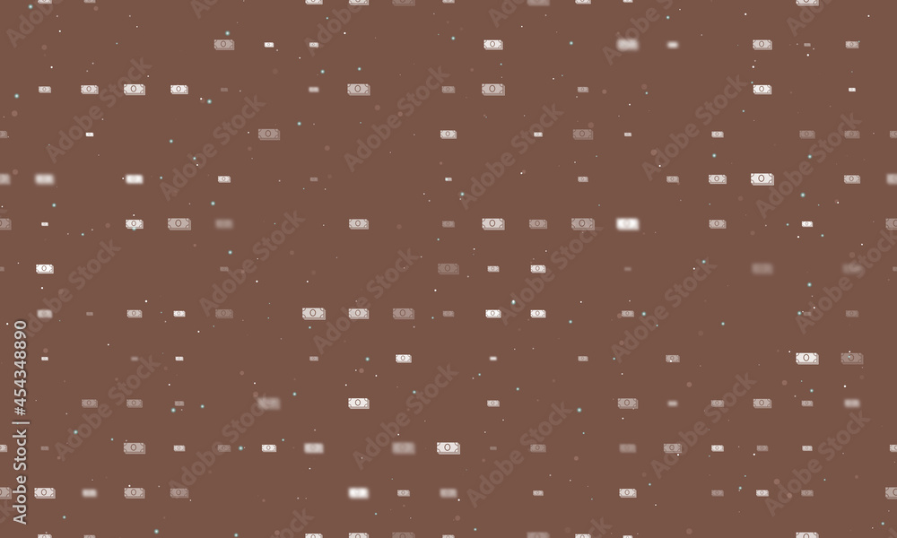 Poster seamless background pattern of evenly spaced white money bundle symbols of different sizes and opaci